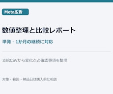 Meta広告の数値を比較レポートにまとめます 支給CSVから数値の変化を整理。単発・継続対応