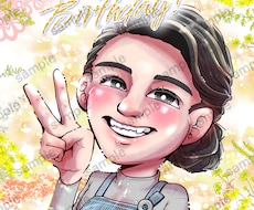 特別な日のプレゼントに！デジタル似顔絵描きます 母の日・記念日・誕生日・ウェディング・敬老の日・人も動物も！