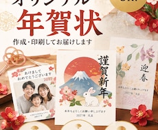 オリジナルの年賀状(10枚印刷投函まで)作ります ご提案、修正無制限。基本10枚:デザイン+印刷+宛名+投函。