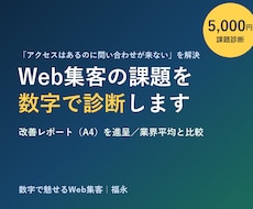 Web集客の課題を数字で診断し改善案を出します 現状を数字で可視化。サイト・広告の伸びしろを診断します
