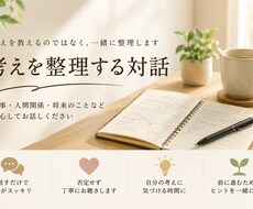 頭の中を整理したい方のお話をお聞きします 答えを教えるのではなく、一緒に整理します