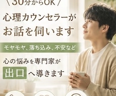 職場・離婚・ADHDの生きづらさに寄り添い伺います 否定せず、あなたの気持ちを整理します。