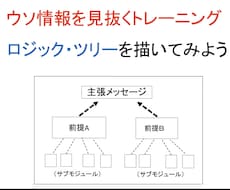 判断力が身につく論理ツリー図を一緒に描きます ウソ情報を見抜く！ロジックツリー図を描いてみよう！