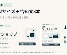 告知画像2サイズと投稿文3本を作ります イメージ1