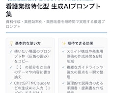 看護業務にすぐ使えるプロンプト集をご提供いたします イメージ1