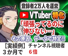 V特化｜伸び悩む原因を特定→成長の突破口見つけます 現役運営者が実データで原因を特定。戦略から制作まで