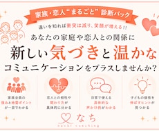家族・恋人診断パック！個性と相性が丸わかります 相性診断も！実践アドバイスサポート付き鑑定書お渡し