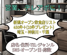 新規(リニューアル)オープンのリスト販売します 値下げ！飲食店リストです。丁寧に手作業で作成しています。