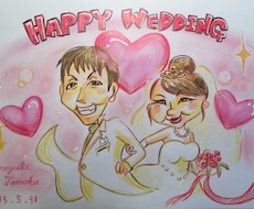 あなたのお写真を元に、似顔絵を作成します。ちょっとした名刺に載せたり、結婚式のウェルカムボードに。