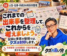 人生や仕事の出来事を時系列に整理します 職歴・転居・手続きの手順を、日付順に見える化。