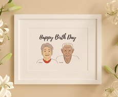 シンプルでニュアンスかわいい似顔絵描きます 記念日のプレゼントやお誕生日・イベントに。