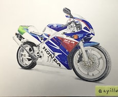 バイクのイラスト描きます バイク大好きな方へのプレゼントにいかがですか？