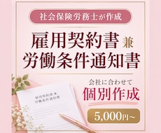 労働条件通知書兼雇用契約書の作成します 貴社に合わせて個別に作成します