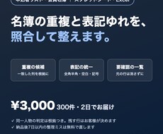 申込者リスト・名簿の重複と表記ゆれを照合し整えます イメージ1