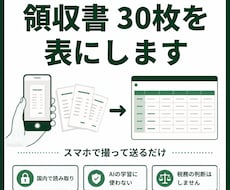 スマホで撮った領収書30枚をExcelの表にします イメージ1
