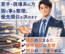 若手・現場系の方 困り事を整理し優先順位を決めます
