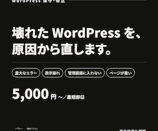 WordPressの不具合を原因から直します エラー・表示崩れ・重い・入れない。原因から直します