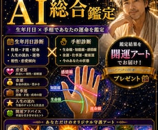 生年月日×手相であなたの運命をAIで総合鑑定します 恋愛・仕事・金運・人生の流れまで！優しく丁寧に鑑定します｡
