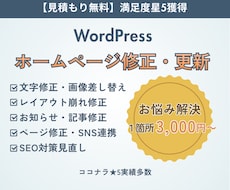 WordPressのHPを修正更新・カスタムします 即対応！修正以外もご相談ください！