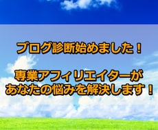 本気のブログ診断・相談！ブログの悩みを解決します 専業アフィリエイターが徹底的にあなたにアドバイスします。