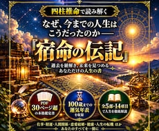 四柱推命で運気を鑑定し『宿命の伝記』を執筆します PDF30ページ超の本格鑑定／100歳までの運気年表を含む
