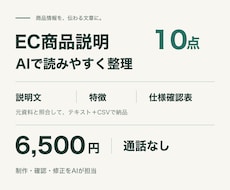 EC商品説明10点をAIで読みやすく整えます イメージ1