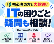 ITの困りごとや疑問について相談に乗ります API・設定・セキュリティなど、初心者から法人まで気軽に相談