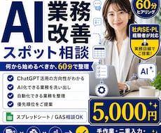 AI・システム業務改善のスポット相談を承ります AIツール・GAS等で効率化できる業務を60分で整理します