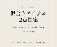 リピーター様限定｜似合うアイテムを2点提案します 過去にご提案したスタイリングに合う、服や小物をお選びします