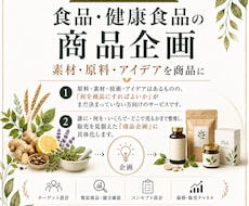 食品・健康食品のアイデアを商品企画にします 素材・原料・アイデアを販売まで見据えた商品企画に整理します