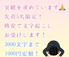 先着5名3000字まで定額！格安で文字起こしします イメージ1