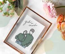 写真をもとにカップルやご友人とのイラスト描きます 結婚式のペーパーアイテム、プレゼントや、インテリアにも！