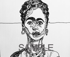 アーティスティックなモノクロポートレート描きます ちょっとぶっ飛んだポートレイトはいかがですか？
