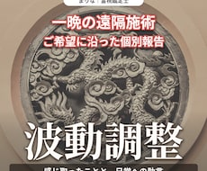 一晩の波動調整と霊視による個別報告をお届けします 遠隔での波動調整と、ご希望に沿った鑑定報告・助言をお届け