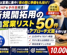 新規開拓用営業リスト50件とアプローチ文面作ります 最新HPを手作業精査！即戦力の営業リストとアプローチ文面作成