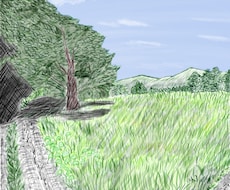 自然や街の背景を描きます 絵の具で書いたようなタッチで描きます！
