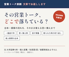 あなたの営業トークを元証券トップ営業が添削します 社長賞3回・後輩育成10人。台本と提案の流れを文章で直す