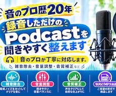 録音しただけのPodcastを聞きやすく整えます 聞き取りにくい・雑音が気になるを解決。音のプロが丁寧に仕上げ