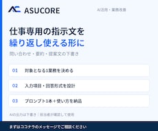 仕事専用のAIプロンプトをオーダーメイドします 問い合わせ・引き継ぎを、1業務専用の指示文に