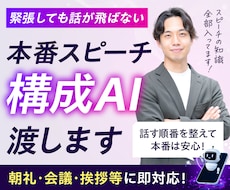 緊張しても話が飛ばない本番スピーチ構成AI渡します 話す順番を整えて本番は安心！朝礼・会議・挨拶等に即対応！