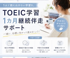 TOEIC学習 1カ月継続伴走サポートします TOEIC学習の「これでいいの？」を一緒に整理します
