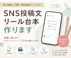 SNS投稿文やリール台本を3本作ります 投稿に悩む方へ自然な文章を作成します