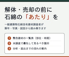 築年・写真からアスベスト懸念建材を洗い出します 石綿の有資格者が、解体・売却前の書面から懸念箇所を整理