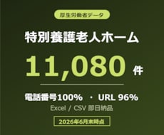 特別養護老人ホームの営業リスト提供します 電話番号100%／11,080件／2026年6月末時点