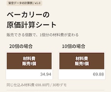 焼き菓子3商品の原価表を設定します イメージ1