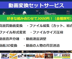 動画変換サービスをセットで提供致します お好きな動画変換を自由に組み合わせできます。