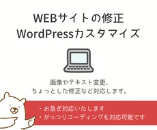 WEBサイトの修正、カスタマイズさせていただきます 画像やテキスト変更、ちょっとしたカスタマイズなど対応します。
