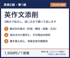 英検2級・準1級の英作文を4観点で添削します イメージ1