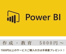 PowerBIの作成・教育を提供します 現・業務効率担当者が、初心者教育～完全依頼まで幅広く対応！