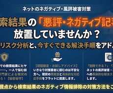 検索結果のネガティブ対策の初回アドバイスをします イメージ1